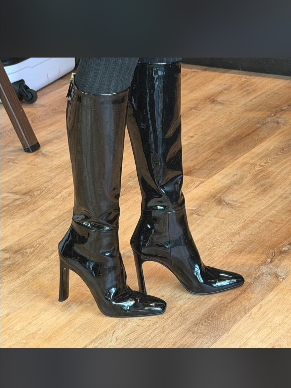 Tamara Mellon Black Patent Knee-High Stiletto Boots originally $1200.00
